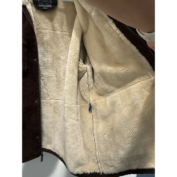 Phat Farm Men's Leather Heavy Shearling Jacket/Coat Men's XL Fur Lining Pockets - Picture 13 of 15
